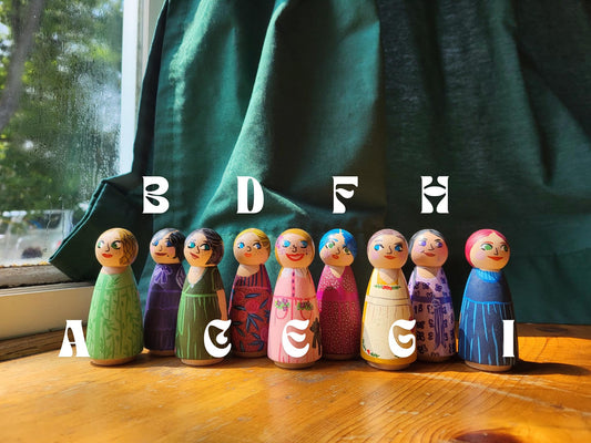 handpainted peg dolls