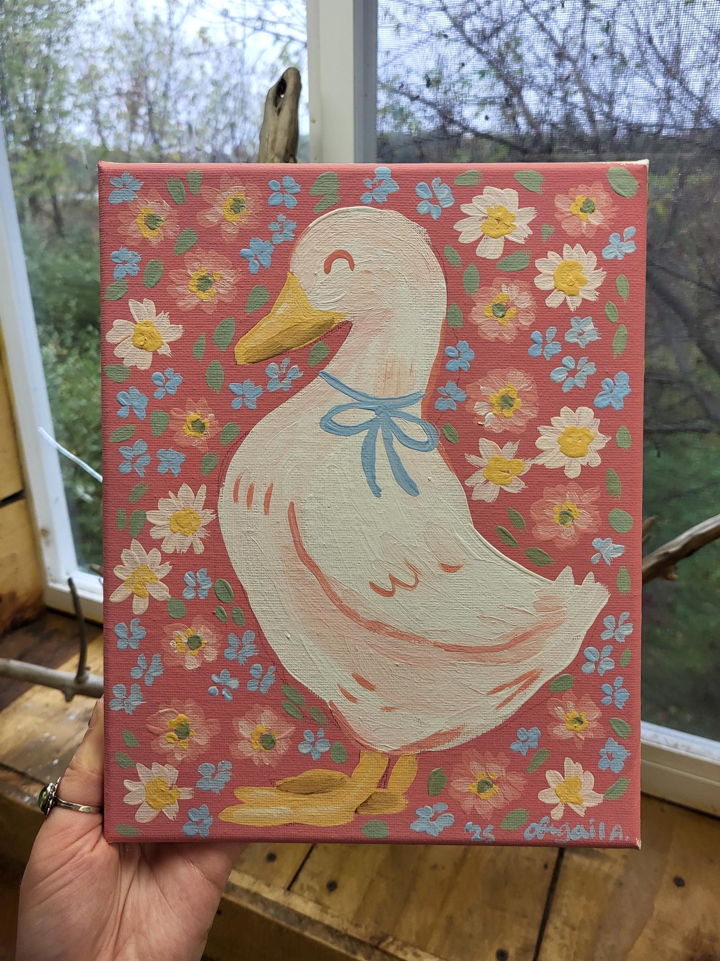 Funny duck wall art*acrylic wall art*duck art*colorful duck wall art*cute art*bright art*cheerful painting*duck lover's art*animal lover art