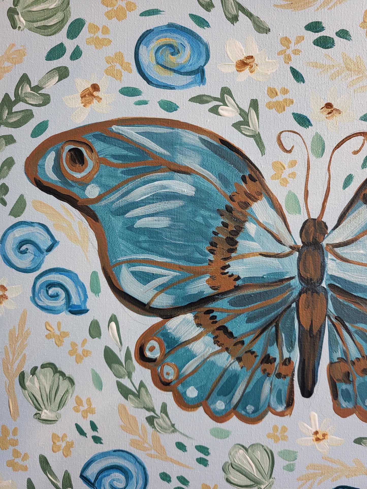Floral butterfly wall art*acrylic nursery art*seaside art*floral art*colorful whimsical animal art*coastal artwork*magical paintings*