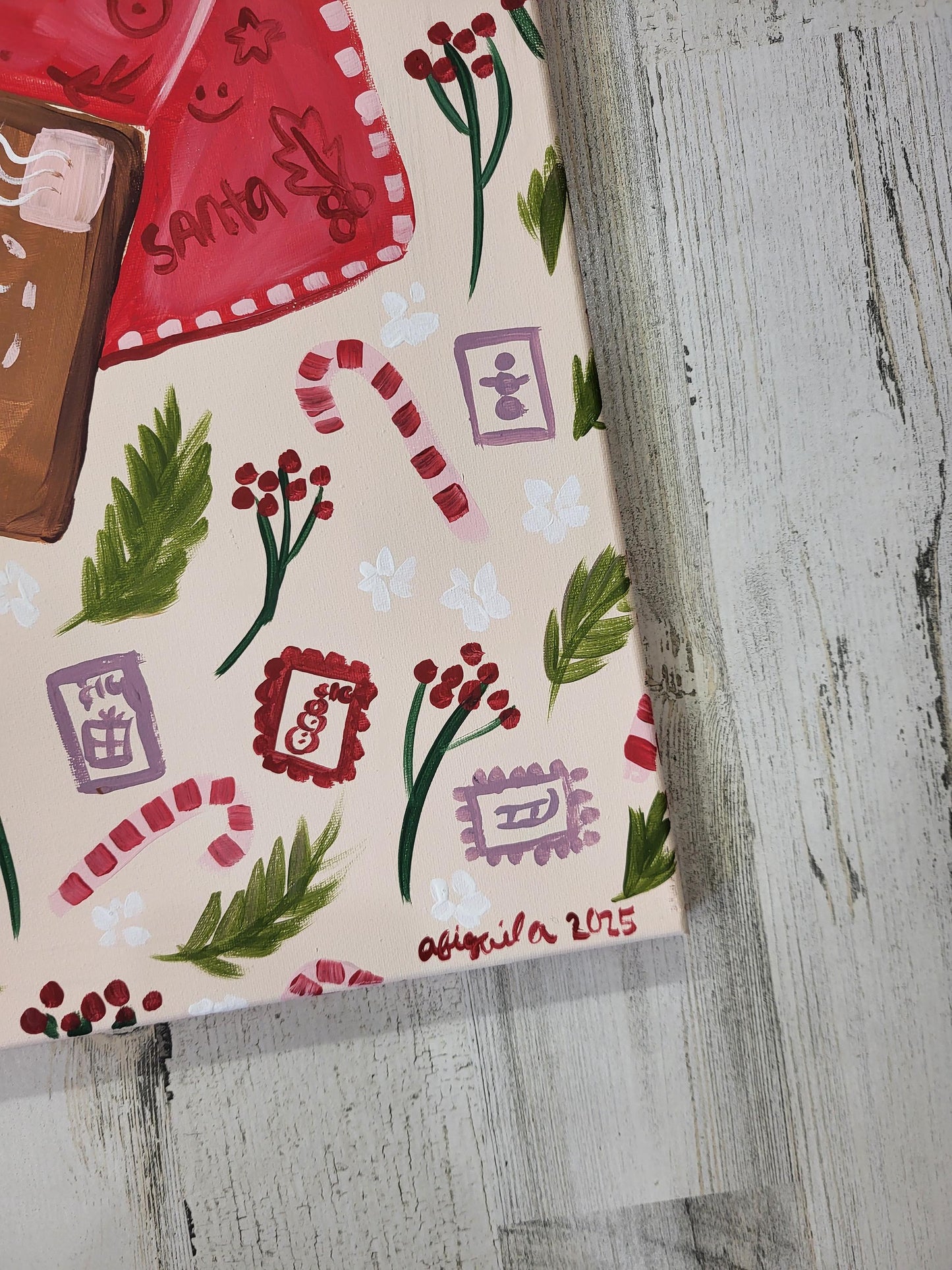 Letter to santa art*acrylic winter painting*acrylic santa painting*winter painting*holiday wall art*christmas decor*christmas gifts*santa