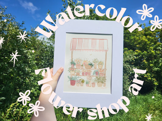 Matted watercolor flower stand