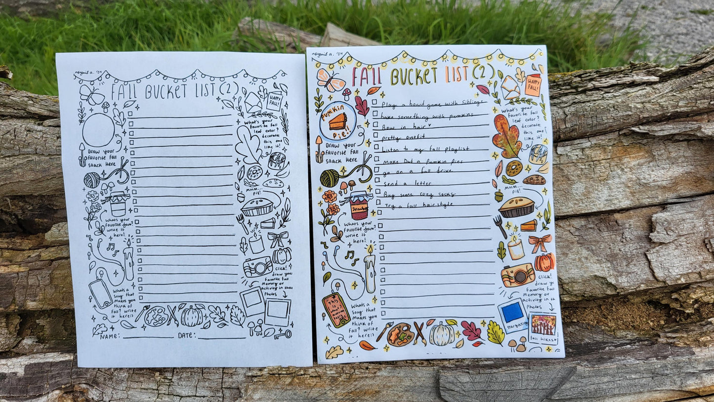 Fall bucket list*cozy fall coloring page*aesthetic fall art*aesthetic coloring page*aesthetic bucket list*fall list*printable bucket list