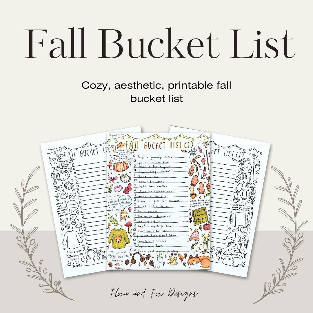 Fall bucket list*cozy fall coloring page*aesthetic fall art*aesthetic coloring page*aesthetic bucket list*fall list*printable bucket list