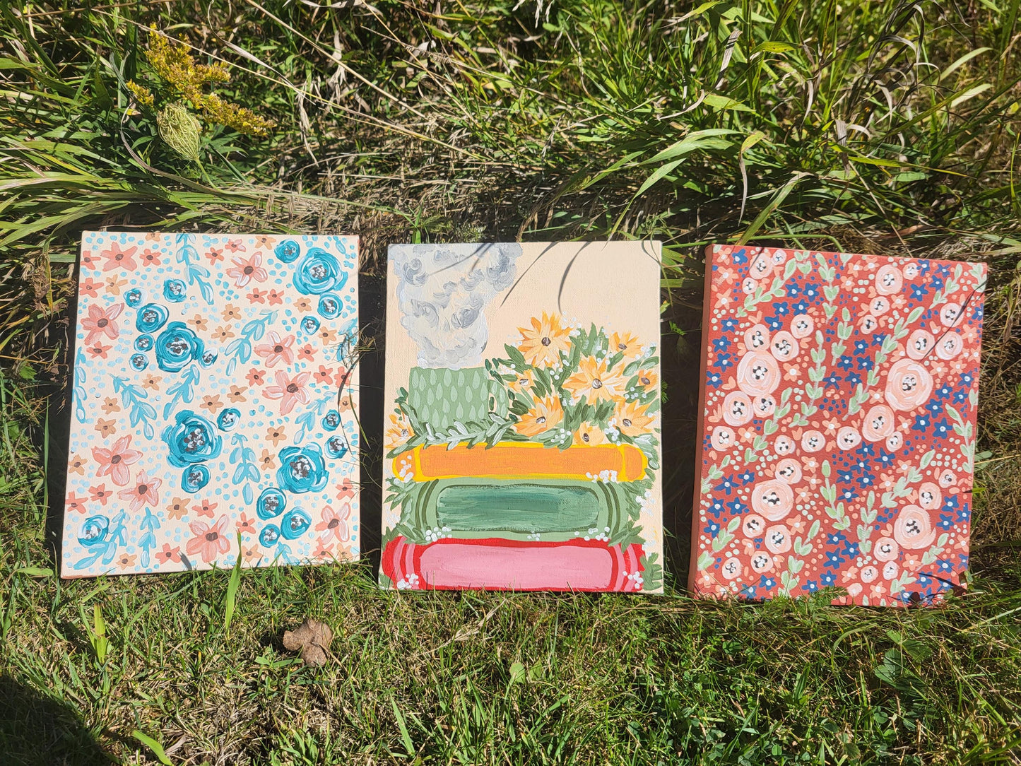 floral wall art* flower painting* book lovers wall art* flower art* aesthetic canvases*floral canvases*booksy canvases art*