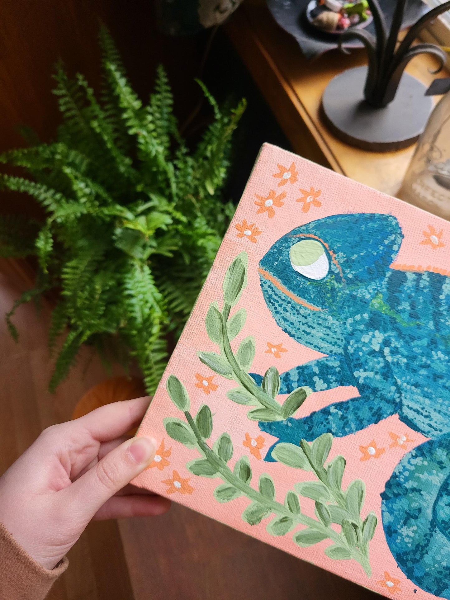 Chameleon wall art*acrylic wall art*Chameleon art*colorful Chameleon wall art*original painting*cute art*bright art*cheerful painting