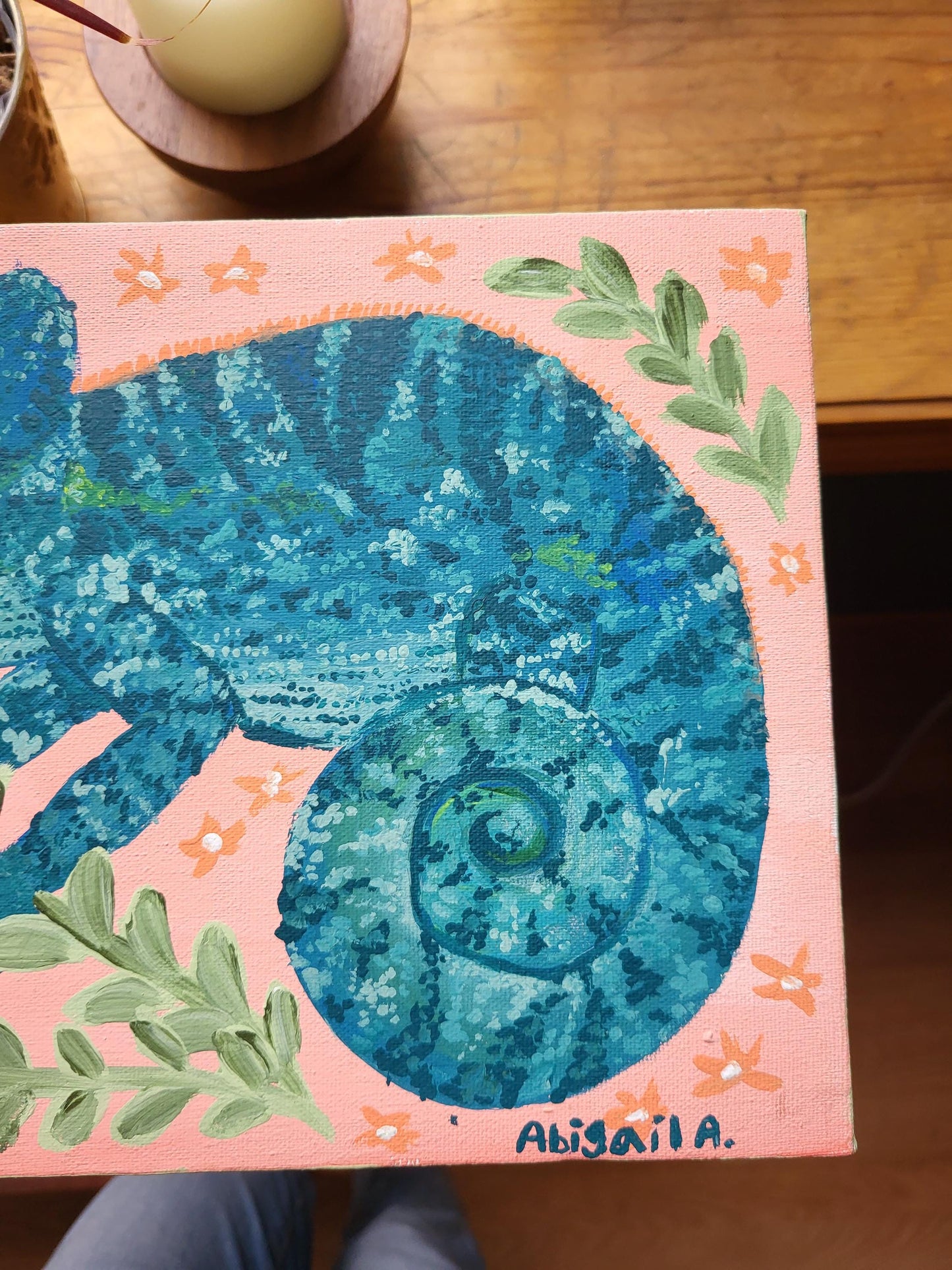 Chameleon wall art*acrylic wall art*Chameleon art*colorful Chameleon wall art*original painting*cute art*bright art*cheerful painting