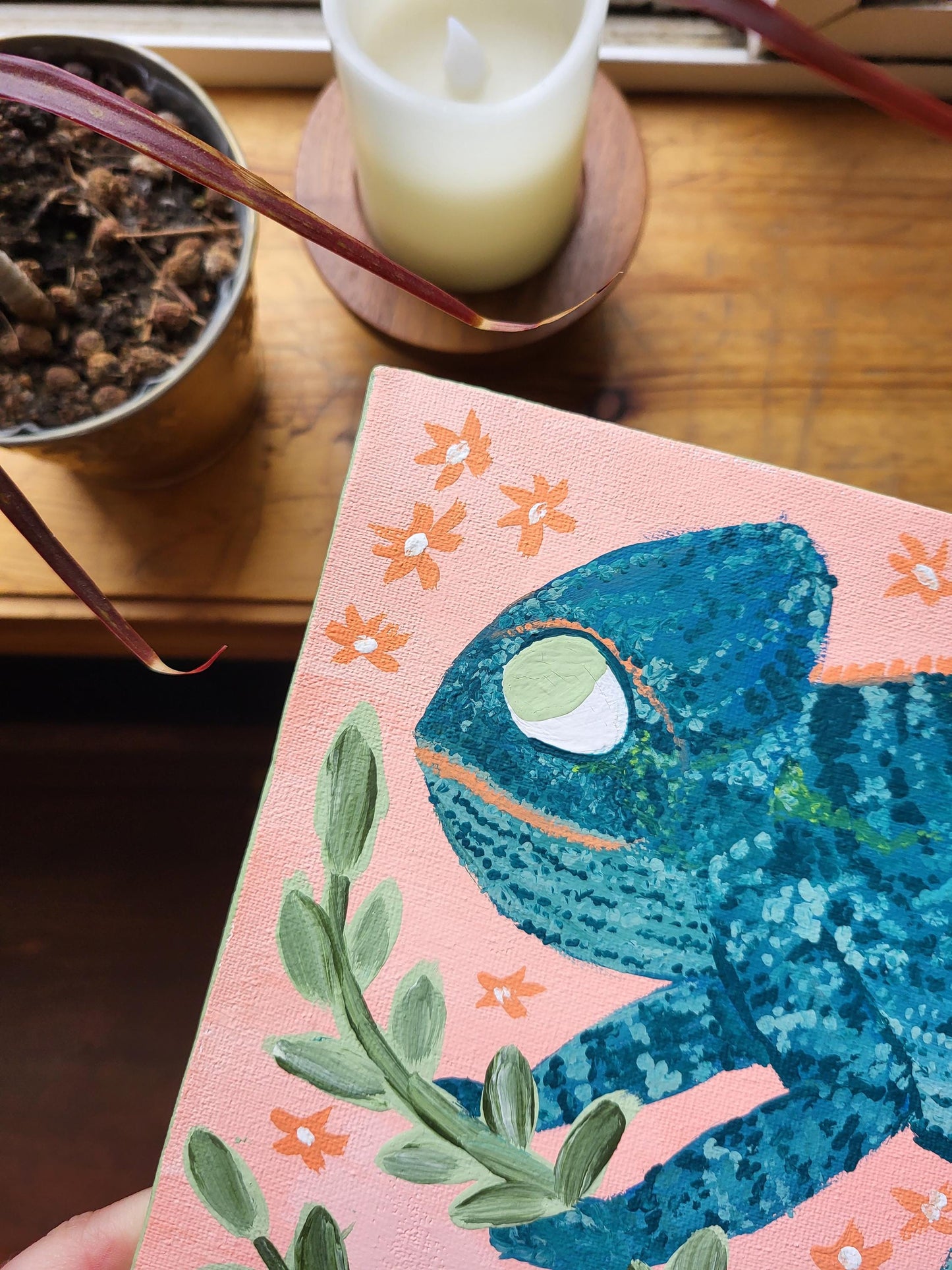 Chameleon wall art*acrylic wall art*Chameleon art*colorful Chameleon wall art*original painting*cute art*bright art*cheerful painting