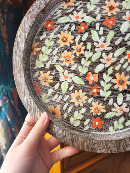 acrylic floral wooden tray