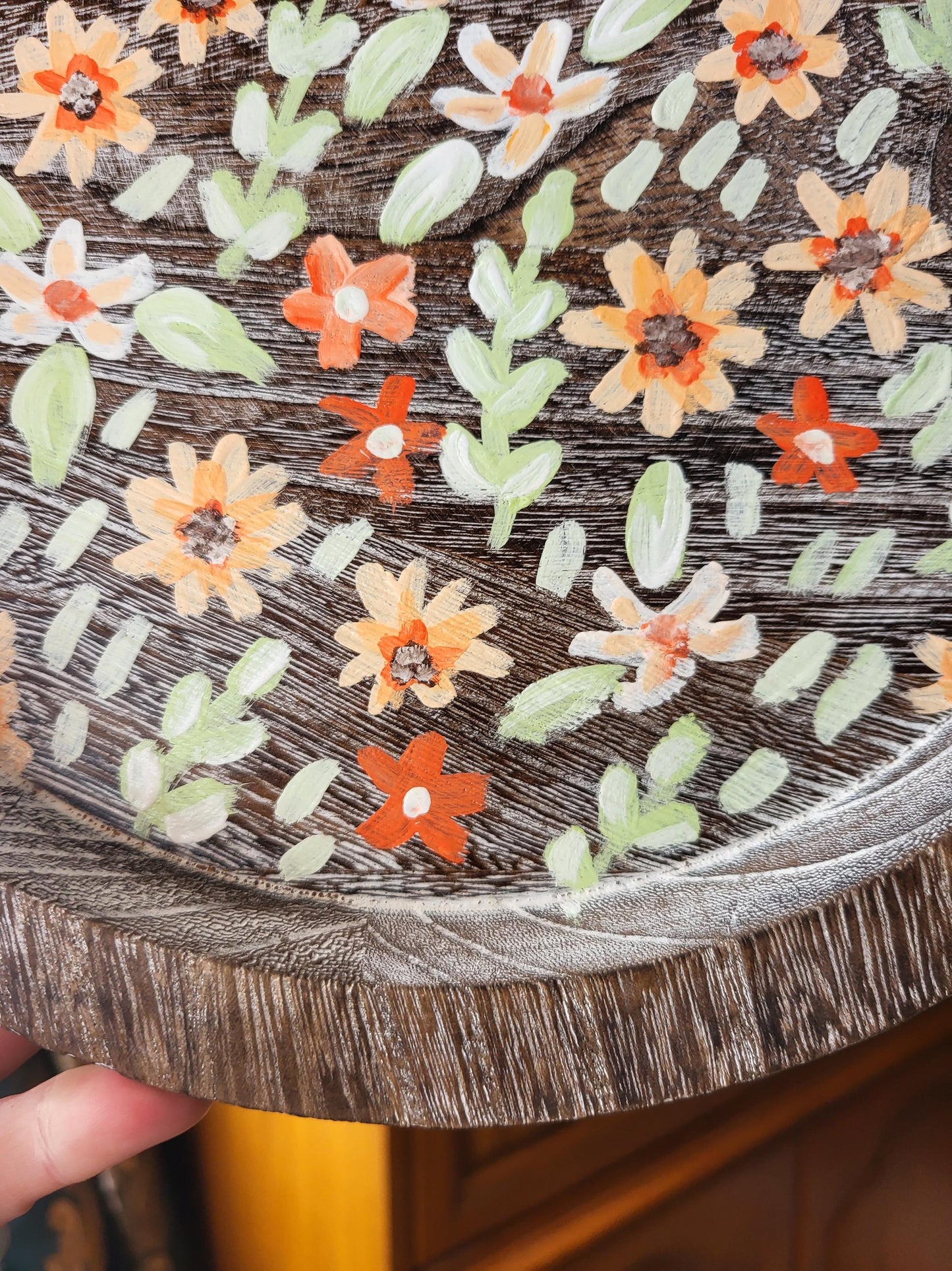 acrylic floral wooden tray*acrylic art on tray*wooden tray*painted wooden tray*floral painted wooden trays*flower tray art*wooden trays art