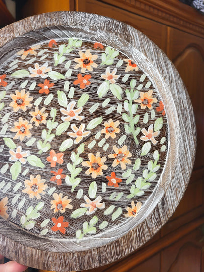 acrylic floral wooden tray