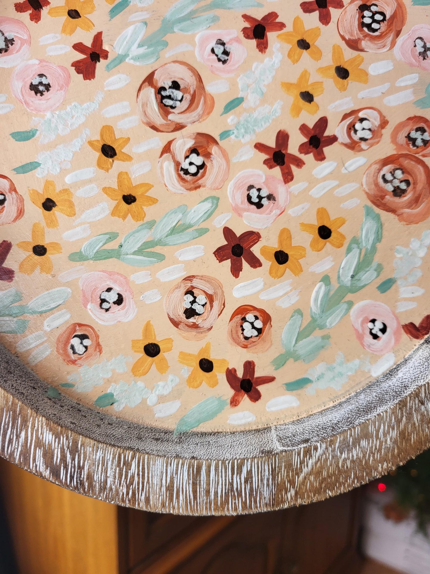 acrylic floral wooden tray*acrylic art on tray*wooden tray*painted wooden tray*floral painted wooden trays*flower tray art*wooden trays art