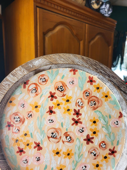 acrylic floral wooden tray