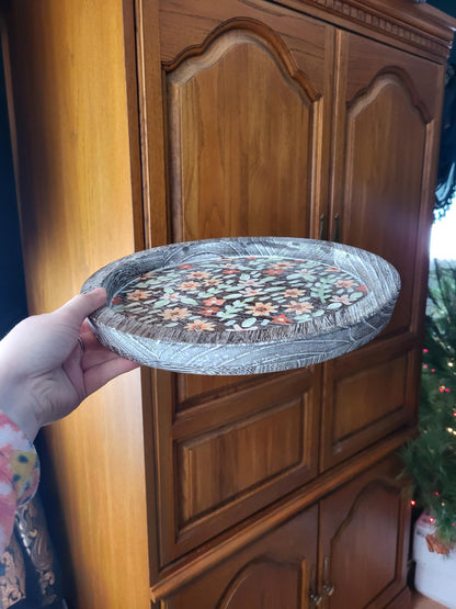 acrylic floral wooden tray
