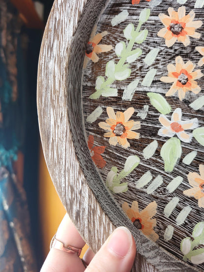 acrylic floral wooden tray