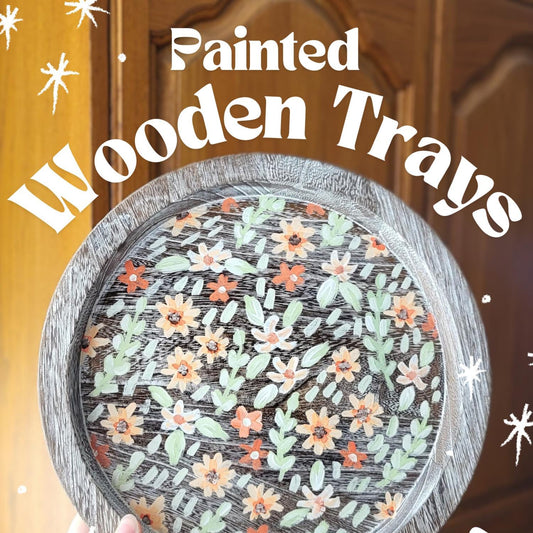 acrylic floral wooden tray