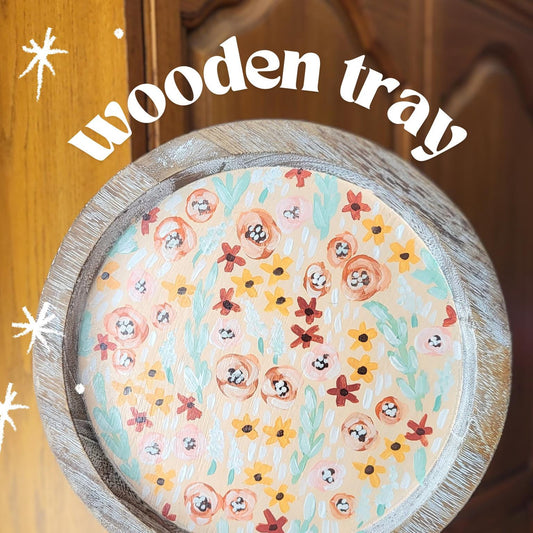 acrylic floral wooden tray