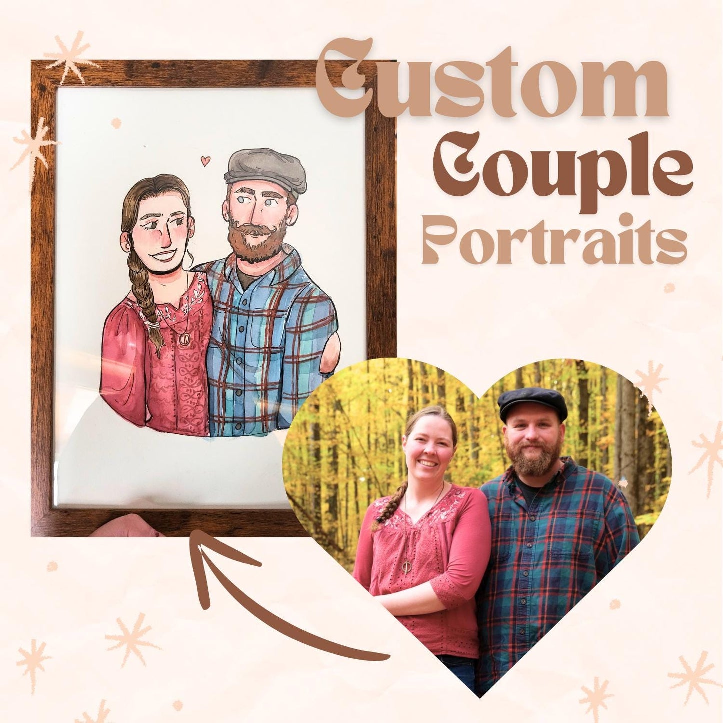 custom watercolor portrait*custom couples art*handpainted watercolor painted portraits*anniversary gift*couples gifts*Valentines gift* art