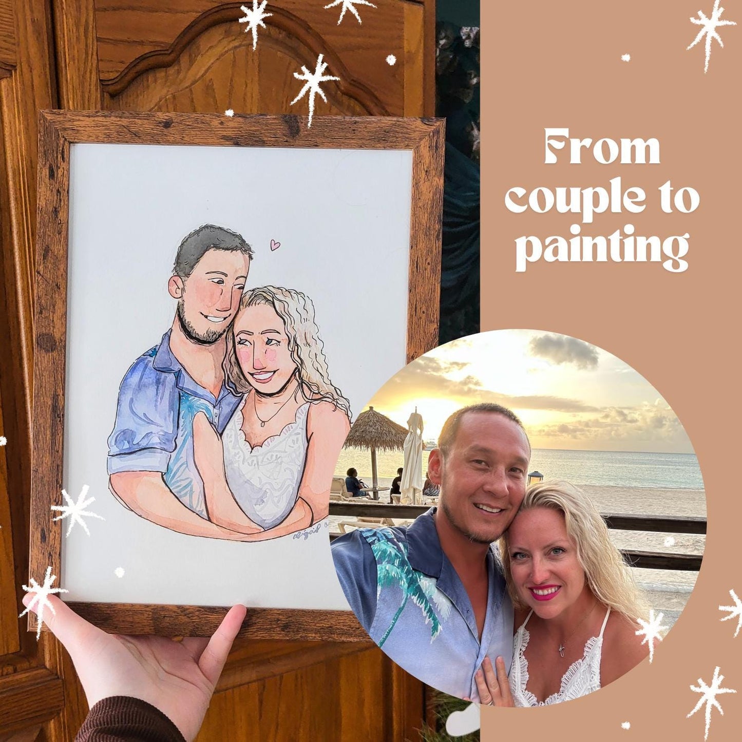 custom watercolor portrait*custom couples art*handpainted watercolor painted portraits*anniversary gift*couples gifts*Valentines gift* art