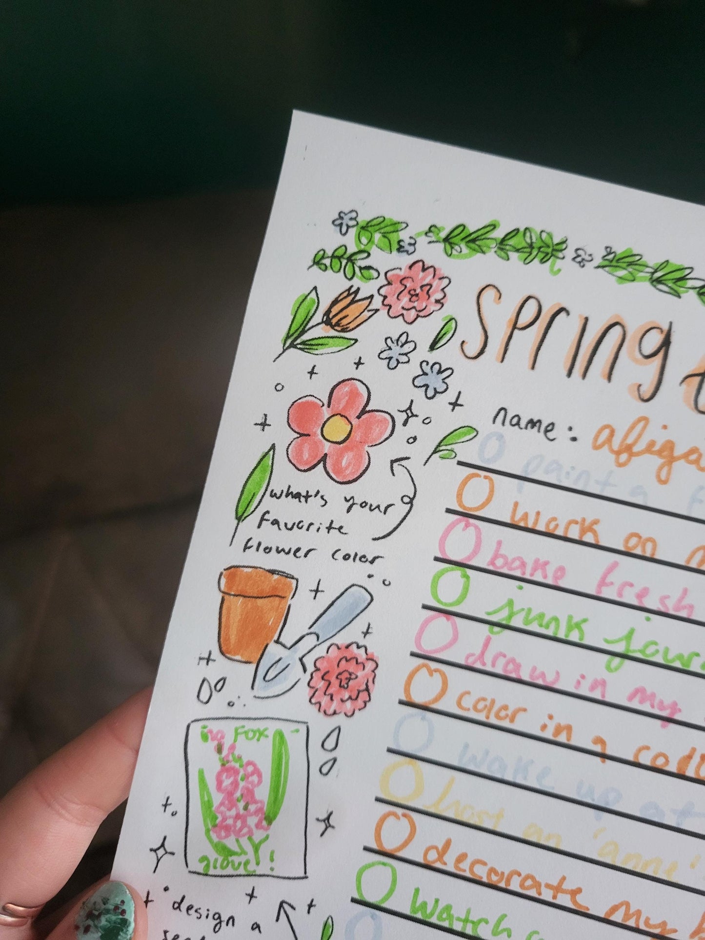 Spring bucket list*cozy springcoloring page*aesthetic spring art*aesthetic coloring page*aesthetic bucket list*spring list*printable