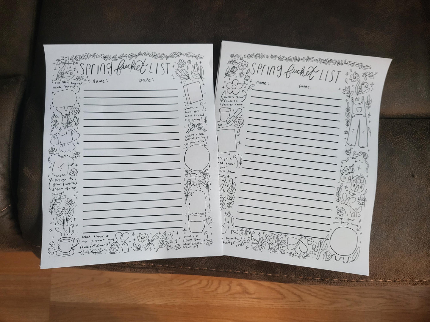 Spring bucket list*cozy springcoloring page*aesthetic spring art*aesthetic coloring page*aesthetic bucket list*spring list*printable