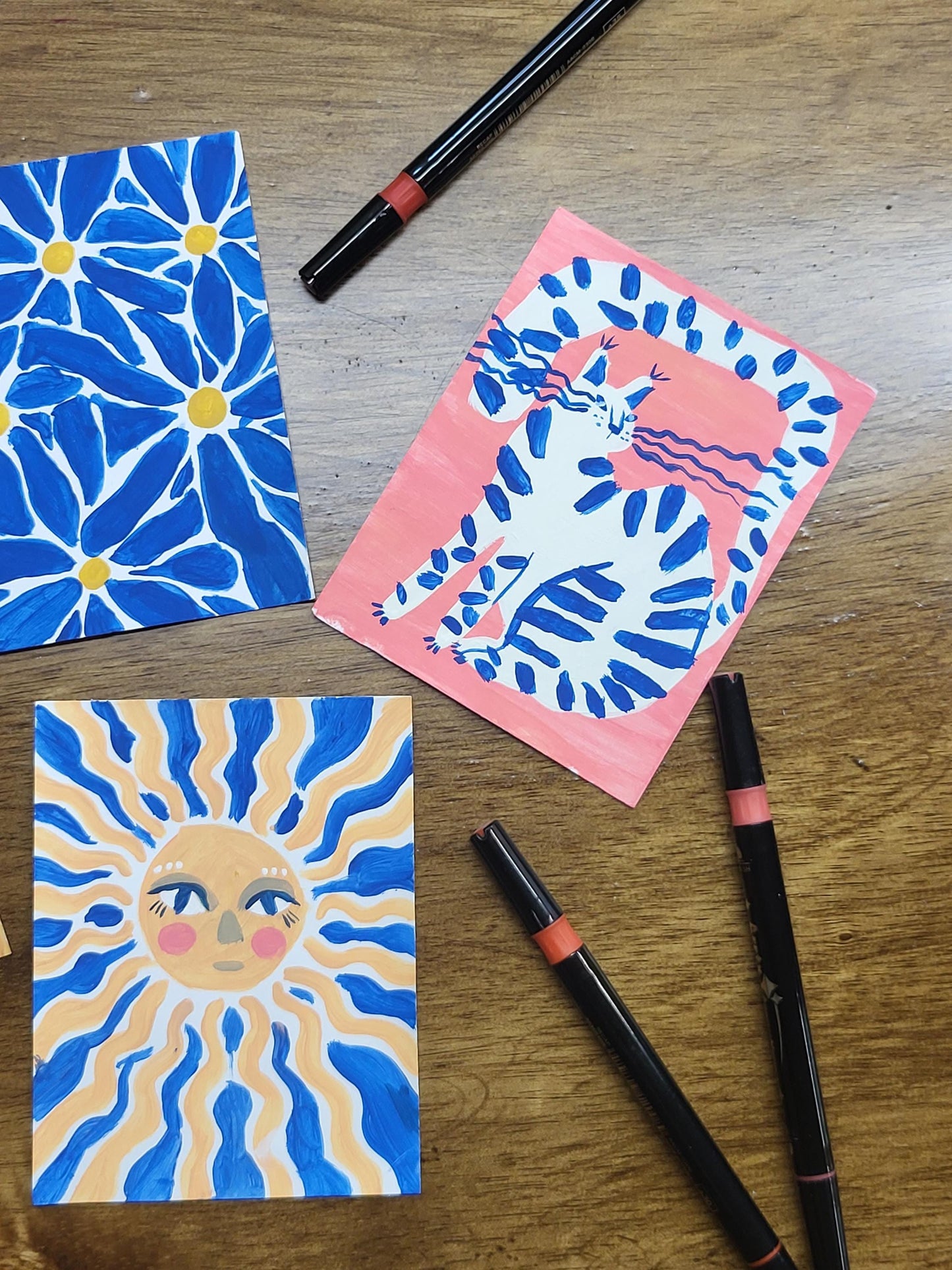 acrylic cat art*mini artwork*small acrylic painting*abstract geometric art*tiny decor*acrylic painting*bold acrylic painted art*cat painting
