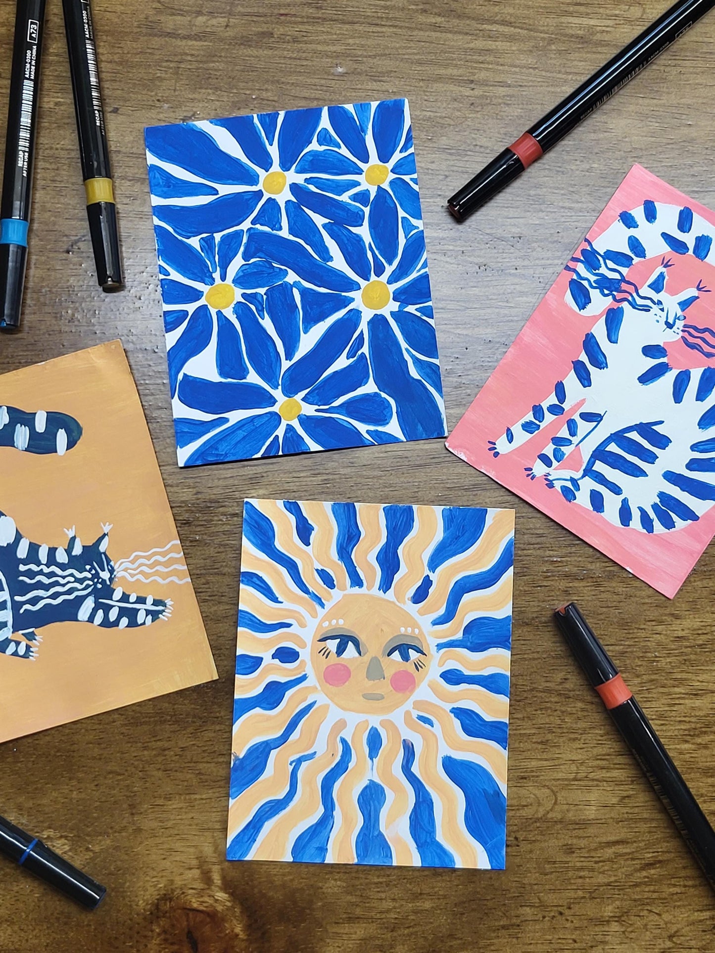 acrylic cat art*mini artwork*small acrylic painting*abstract geometric art*tiny decor*acrylic painting*bold acrylic painted art*cat painting