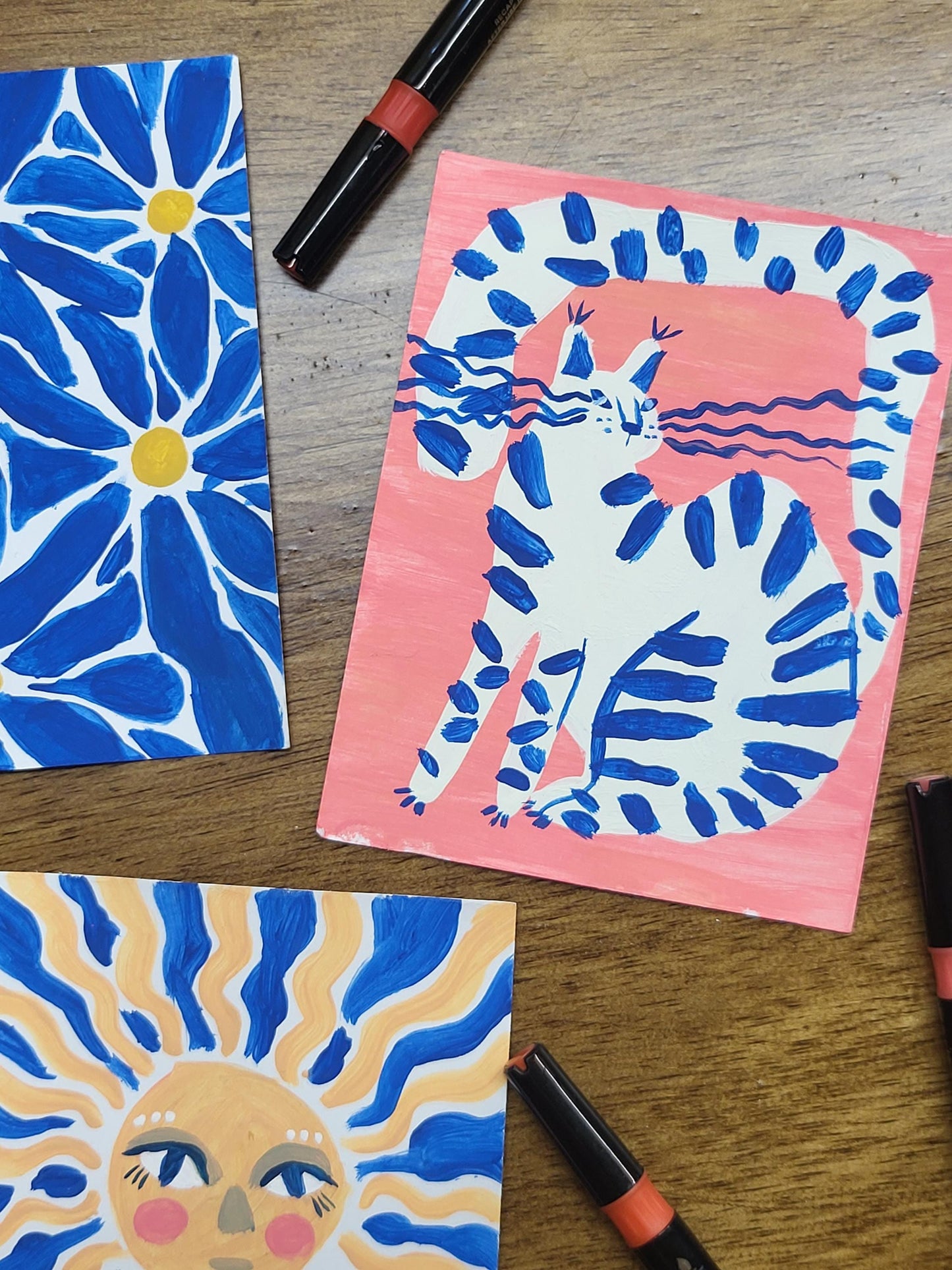 acrylic cat art*mini artwork*small acrylic painting*abstract geometric art*tiny decor*acrylic painting*bold acrylic painted art*cat painting