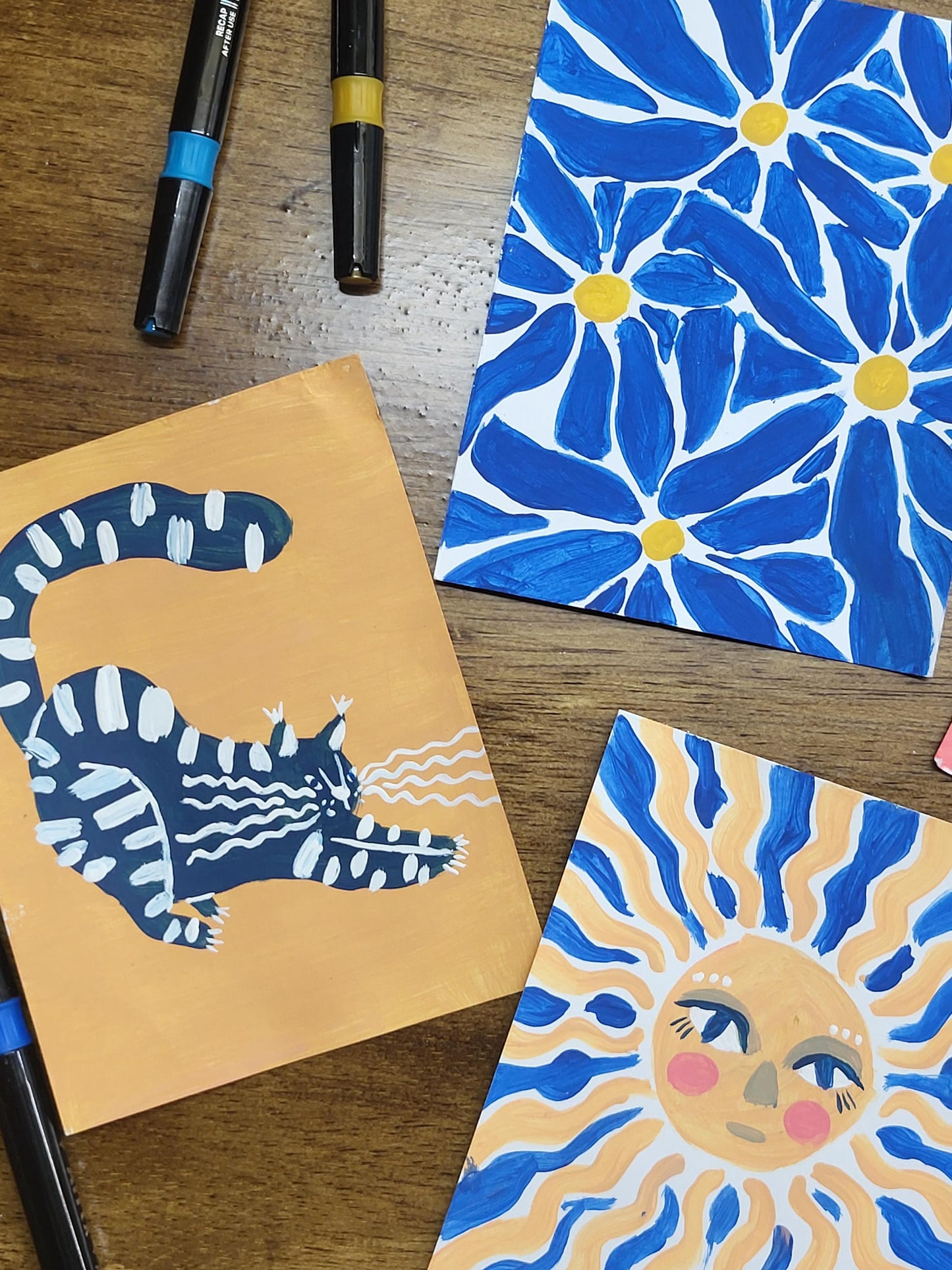 acrylic cat art*mini artwork*small acrylic painting*abstract geometric art*tiny decor*acrylic painting*bold acrylic painted art*cat painting