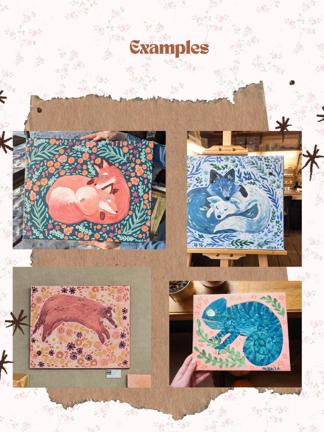 Custom Whimsical art*Cheerful Floral Animal Painting*Original Acrylic Art*custom floral canvases*animal paintings*woodland art*nursery art