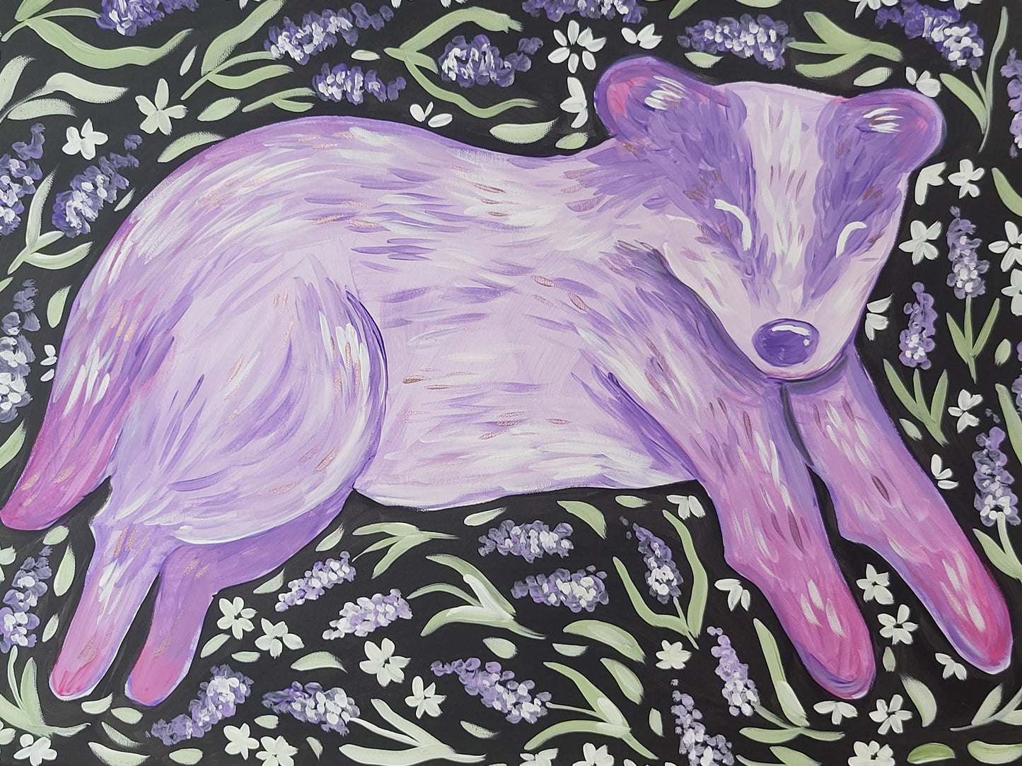 Custom Whimsical art*Cheerful Floral Animal Painting*Original Acrylic Art*custom floral canvases*animal paintings*woodland art*nursery art