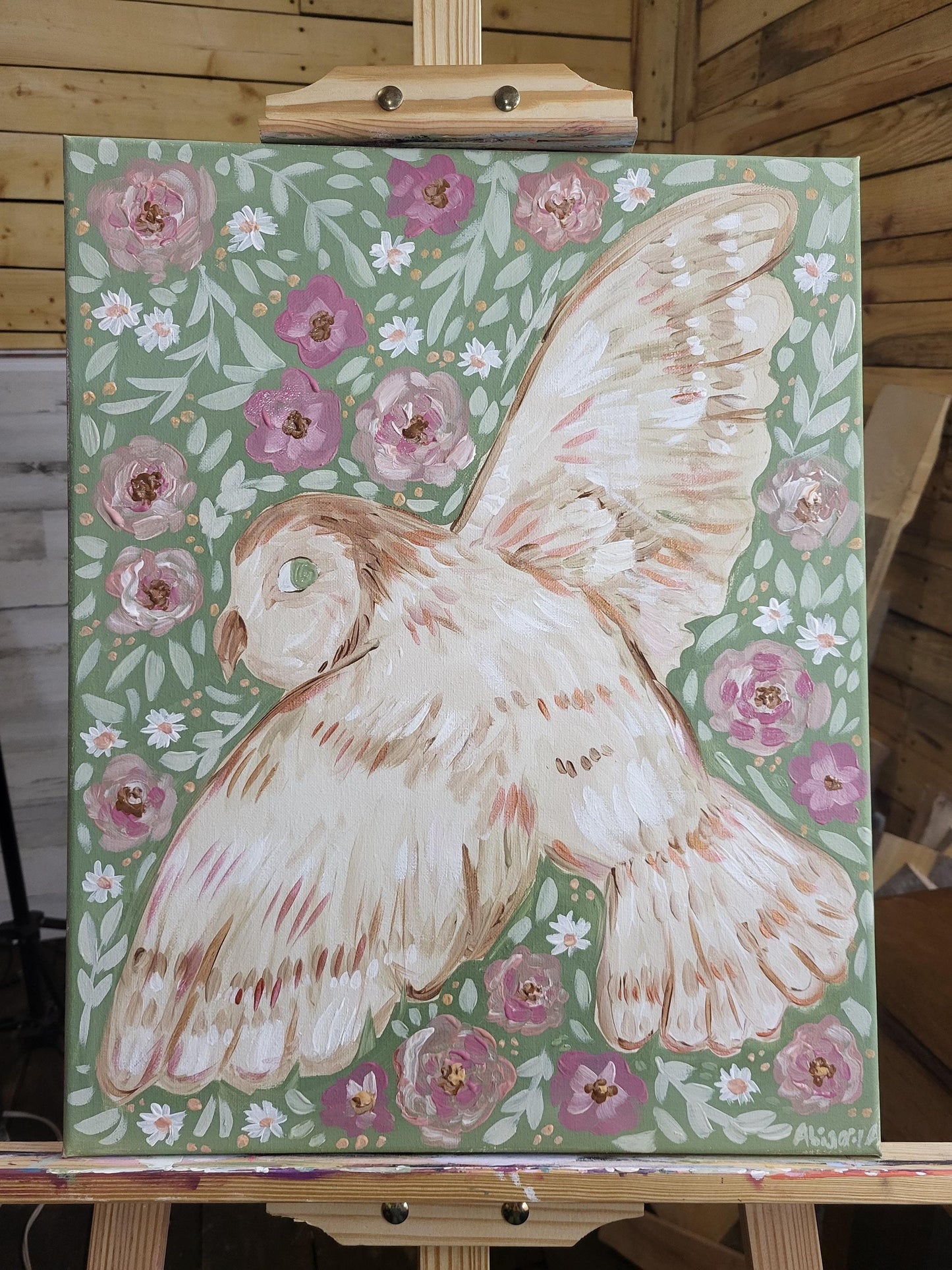 Custom Whimsical art*Cheerful Floral Animal Painting*Original Acrylic Art*custom floral canvases*animal paintings*woodland art*nursery art