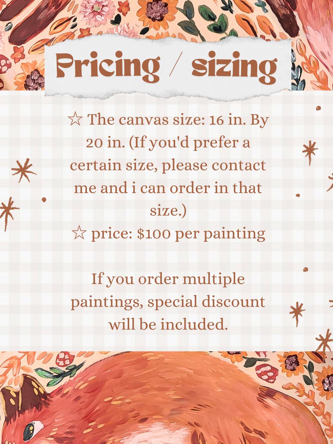 Custom Whimsical art*Cheerful Floral Animal Painting*Original Acrylic Art*custom floral canvases*animal paintings*woodland art*nursery art