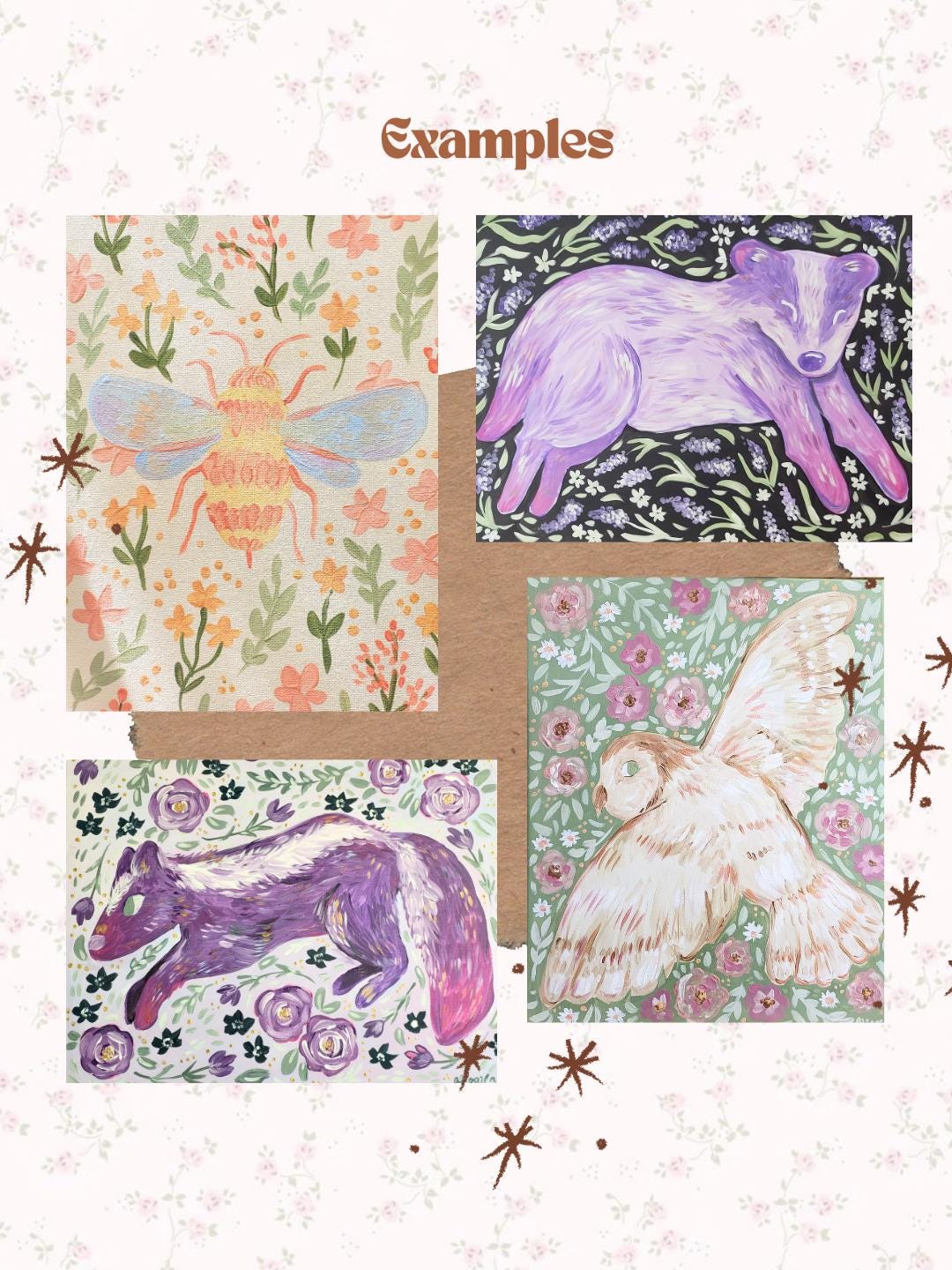 Custom Whimsical art*Cheerful Floral Animal Painting*Original Acrylic Art*custom floral canvases*animal paintings*woodland art*nursery art
