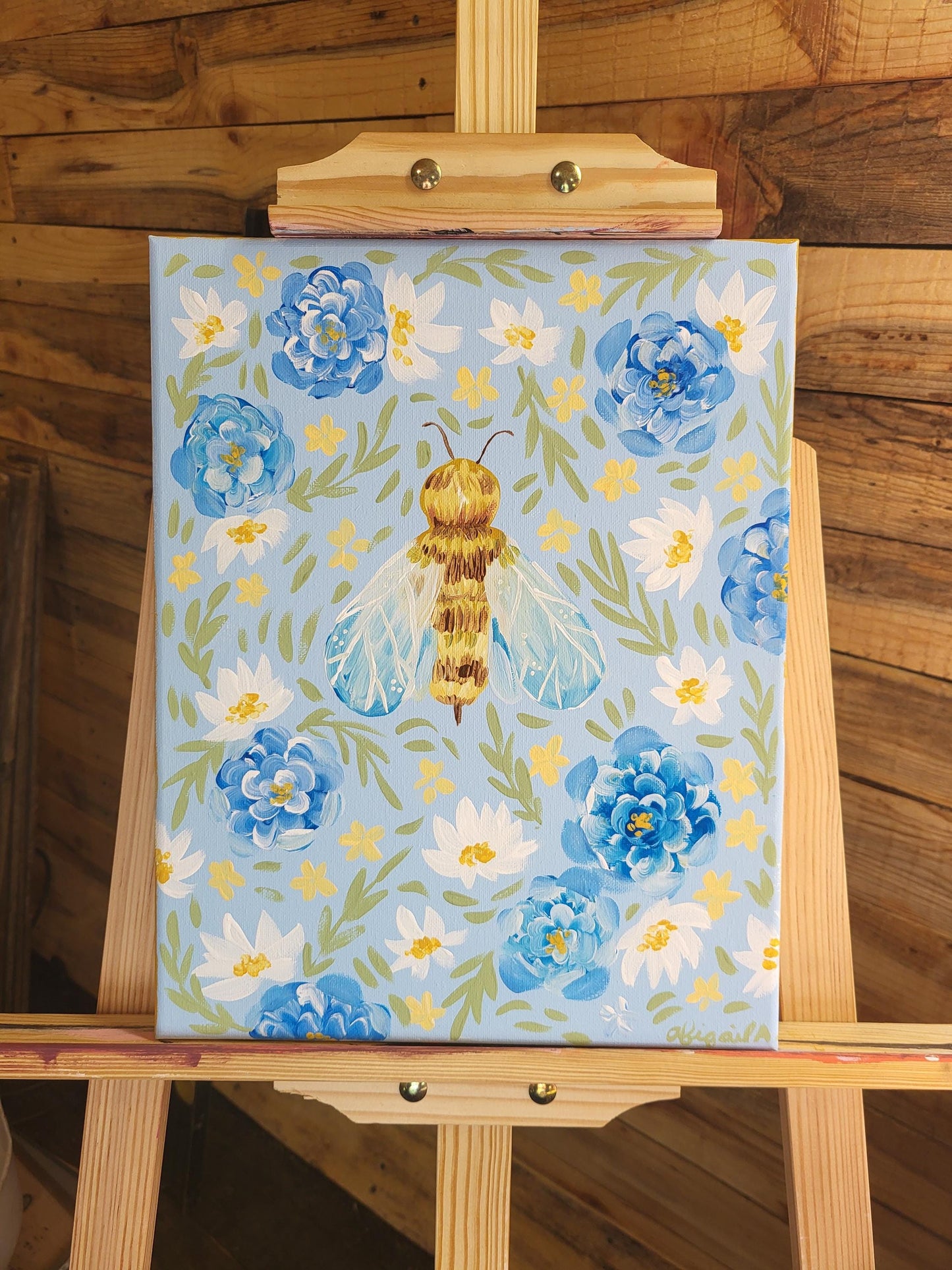 Custom Whimsical art*Cheerful Floral Animal Painting*Original Acrylic Art*custom floral canvases*animal paintings*woodland art*nursery art