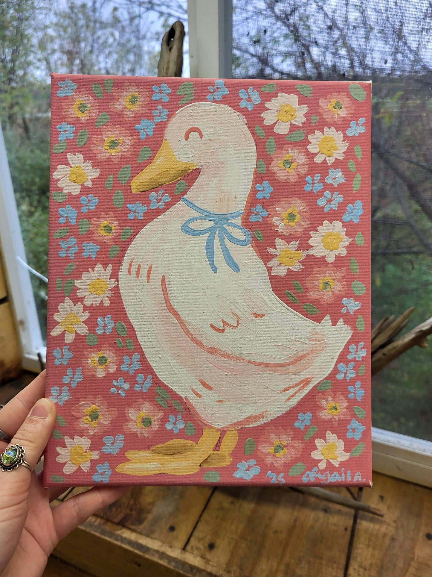 Funny duck wall art*acrylic wall art*duck art*colorful duck wall art*cute art*bright art*cheerful painting*duck lover's art*animal lover art