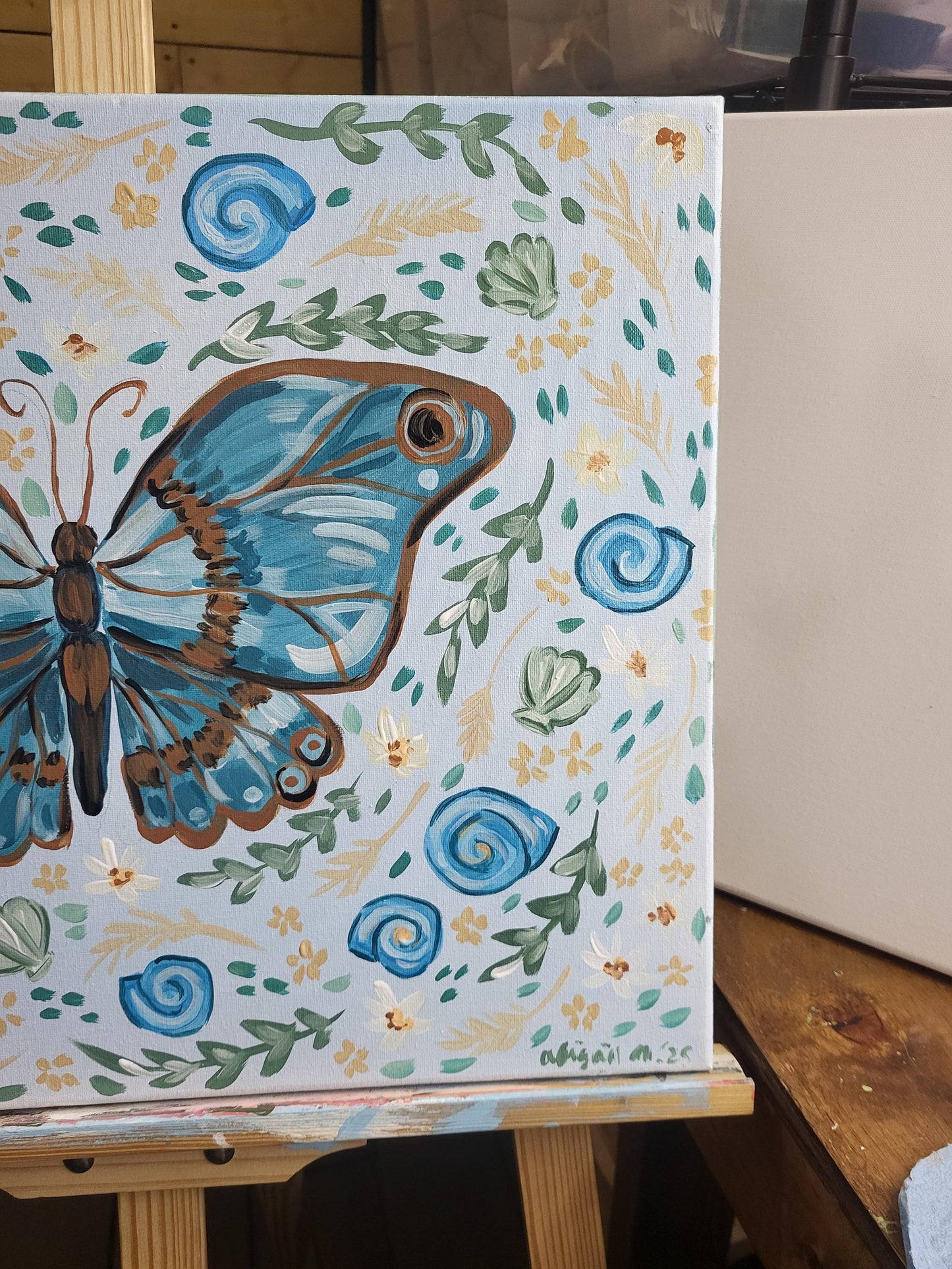 Floral butterfly wall art*acrylic nursery art*seaside art*floral art*colorful whimsical animal art*coastal artwork*magical paintings*