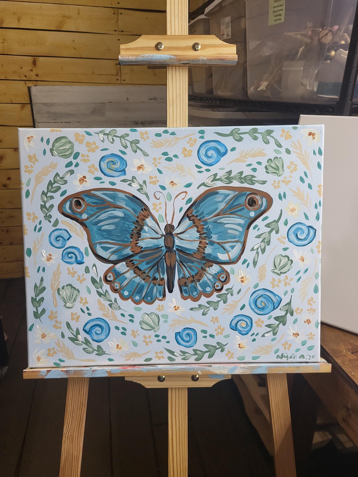 Floral butterfly wall art*acrylic nursery art*seaside art*floral art*colorful whimsical animal art*coastal artwork*magical paintings*
