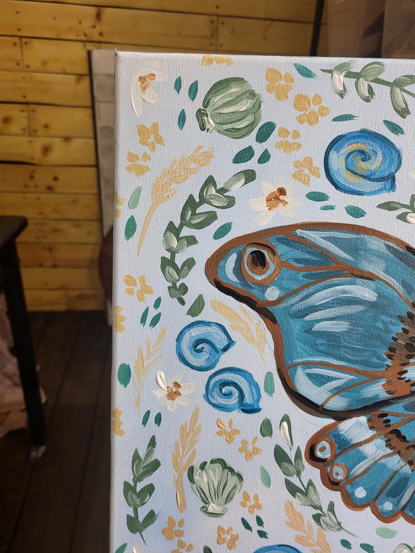 Floral butterfly wall art*acrylic nursery art*seaside art*floral art*colorful whimsical animal art*coastal artwork*magical paintings*