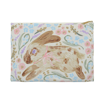 Watercolor bunny accessory pouch