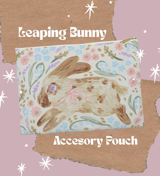 Watercolor bunny accessory pouch