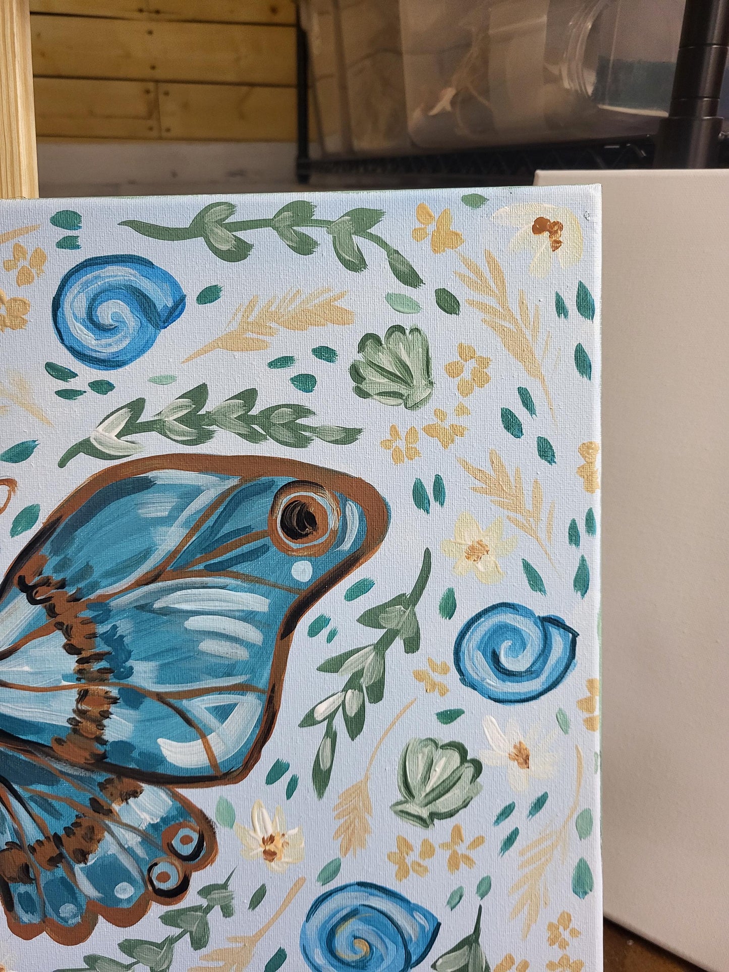 Floral butterfly wall art*acrylic nursery art*seaside art*floral art*colorful whimsical animal art*coastal artwork*magical paintings*
