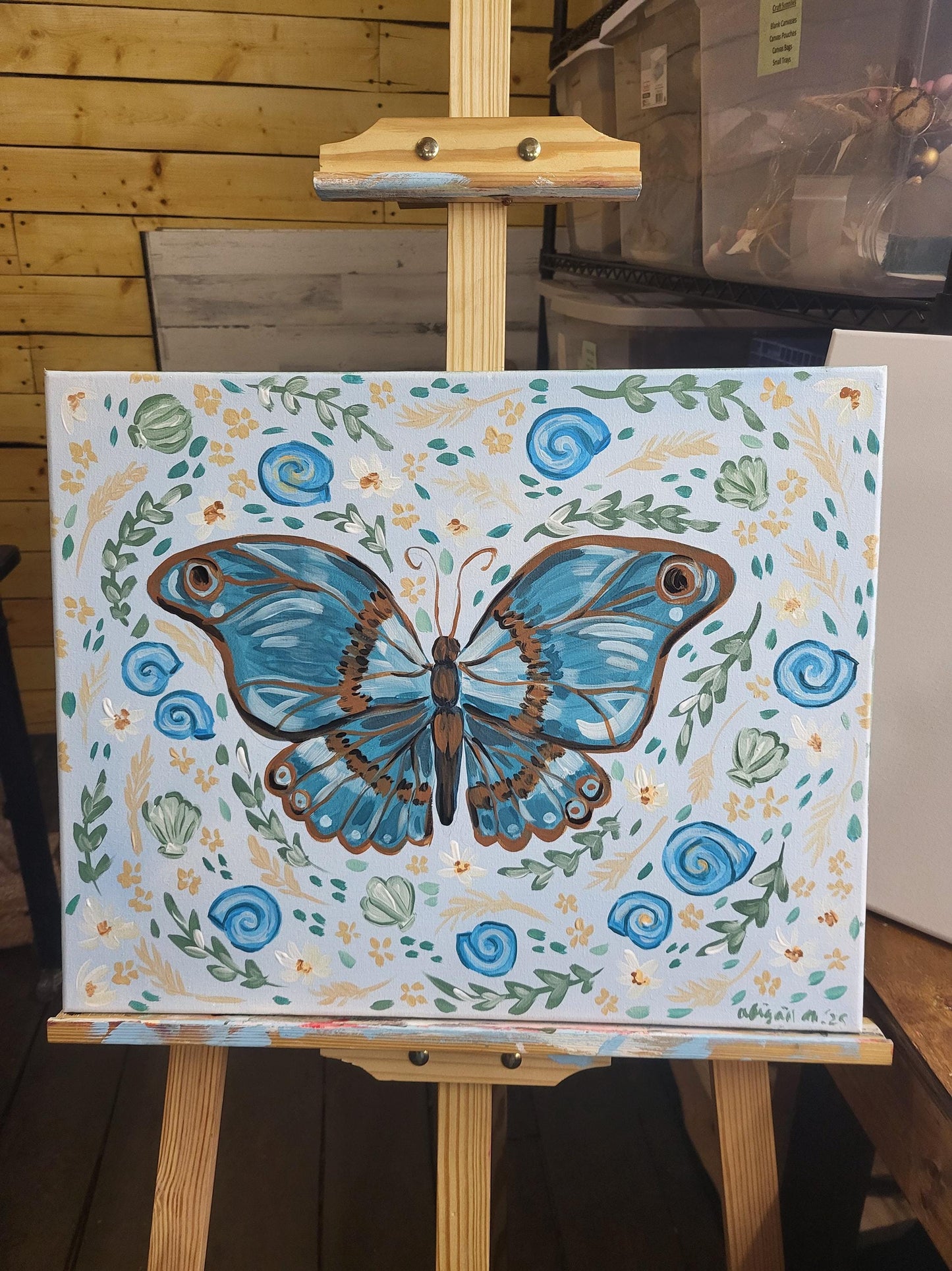 Floral butterfly wall art*acrylic nursery art*seaside art*floral art*colorful whimsical animal art*coastal artwork*magical paintings*