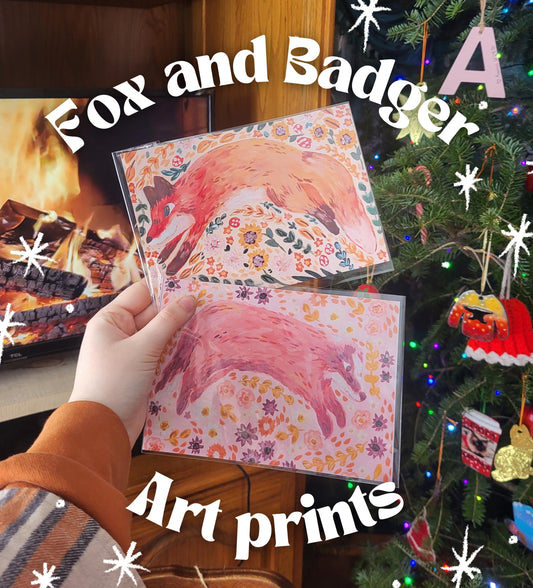 Fox & badger art print