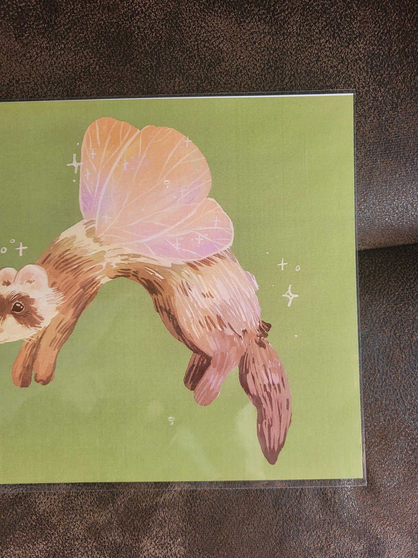 Fairy art print*fairy ferret art print*fairy art*ferret decor*ferret lovers' gifts*green wall art*animal lover wall art*ferret decor