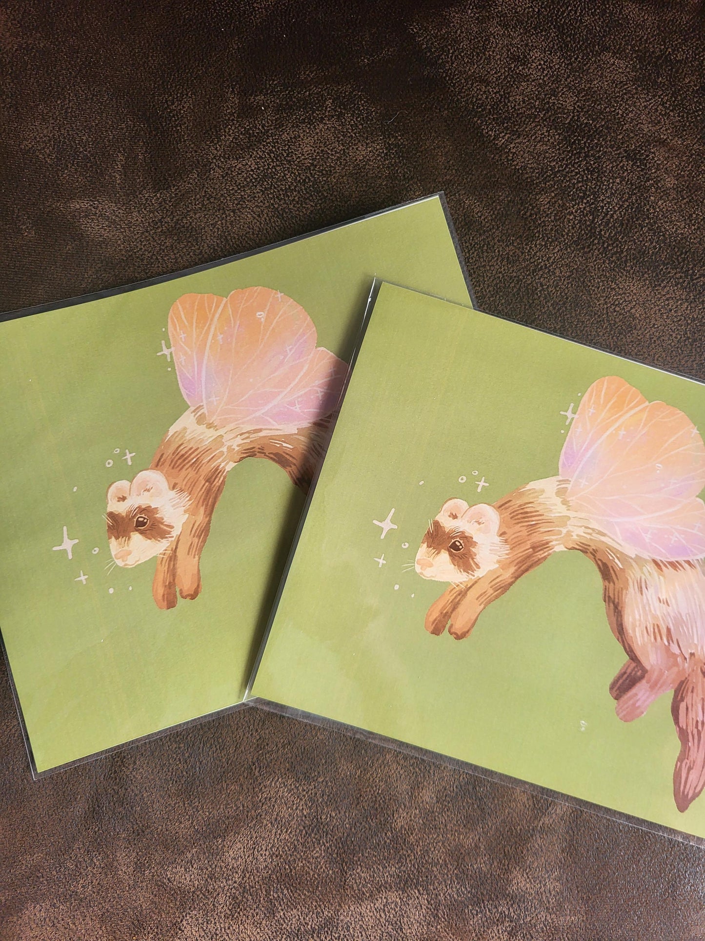 Fairy art print*fairy ferret art print*fairy art*ferret decor*ferret lovers' gifts*green wall art*animal lover wall art*ferret decor