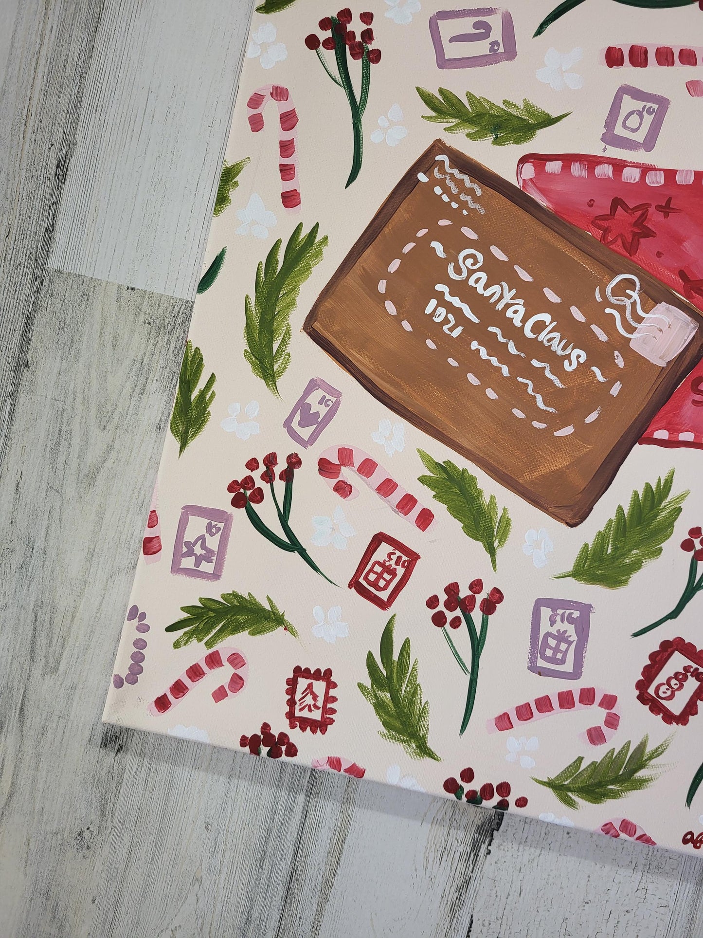 Letter to santa art*acrylic winter painting*acrylic santa painting*winter painting*holiday wall art*christmas decor*christmas gifts*santa