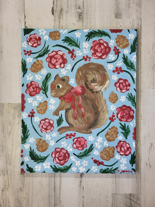 Winter squirrel painting