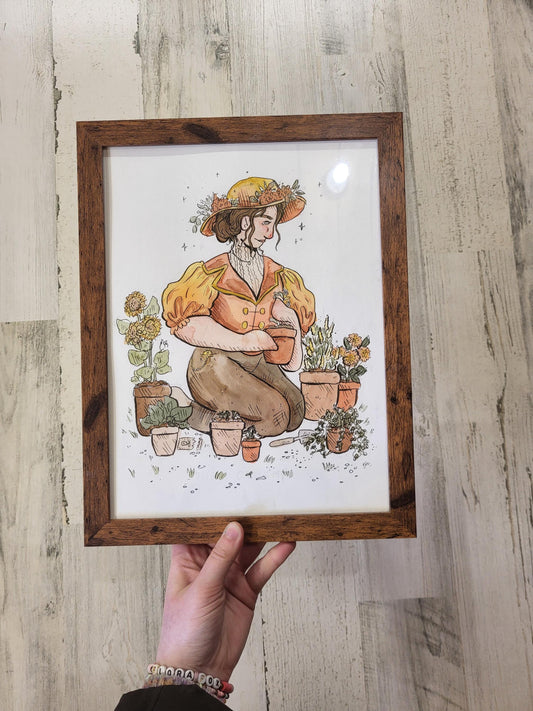 watercolor gardener painting
