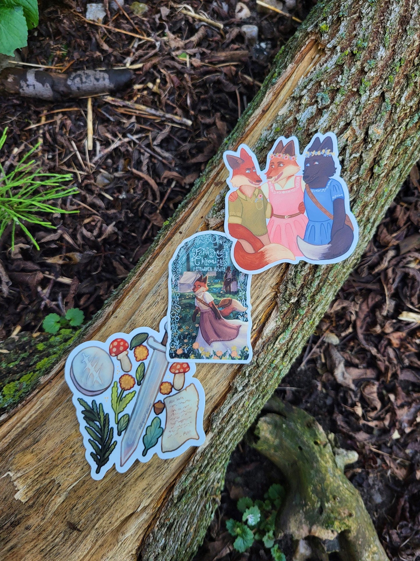 Fernhaven Rising sticker collection*pack of three stickers*book stickers*fox stickers*The Fernshade Chronicles stickers*handdrawn stickers